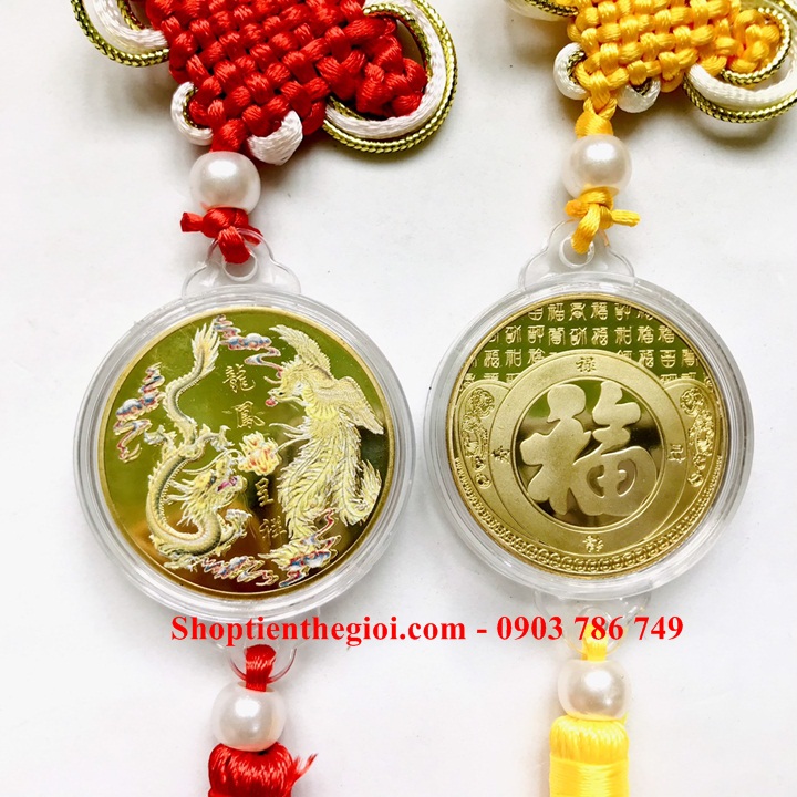 Dây Treo Xu Long Phụng In Màu - SP005161